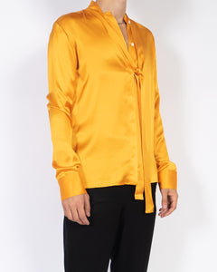 FW18 Orange Silk Shirt with Scarf Collar