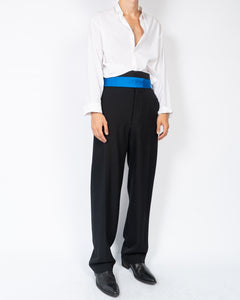 SS20 Black Relaxed Trousers with Blue Cummerbund Trousers