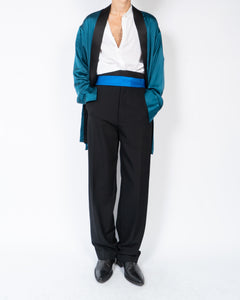 SS20 Black Relaxed Trousers with Blue Cummerbund Trousers