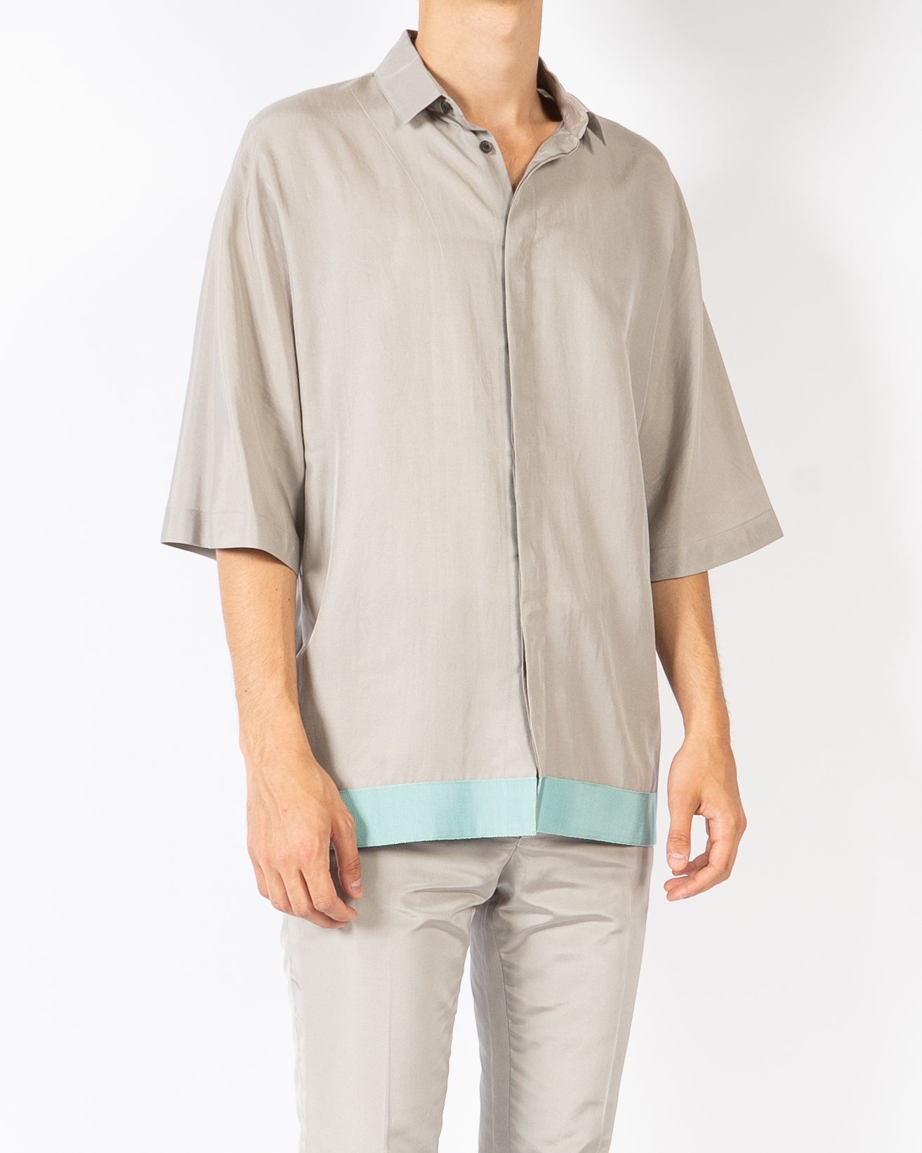 SS20 Grey Kimono Silk Shirt