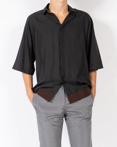 SS20 Anthracite Shortsleeve Kimono Silk Shirt