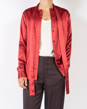 Load image into Gallery viewer, FW18 Red Silk Scarf Collar Shirt