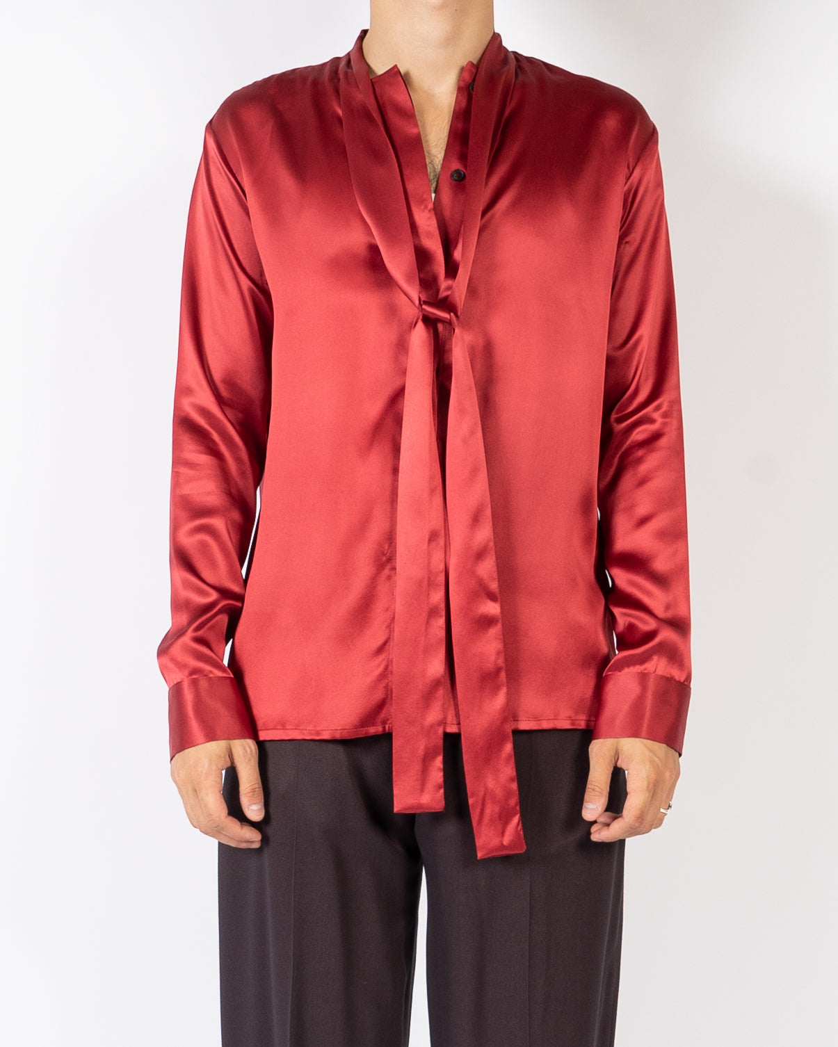 FW18 Red Silk Scarf Collar Shirt