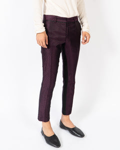 SS20 Purple Silk Jacquard Trousers 1 of 1 Sample