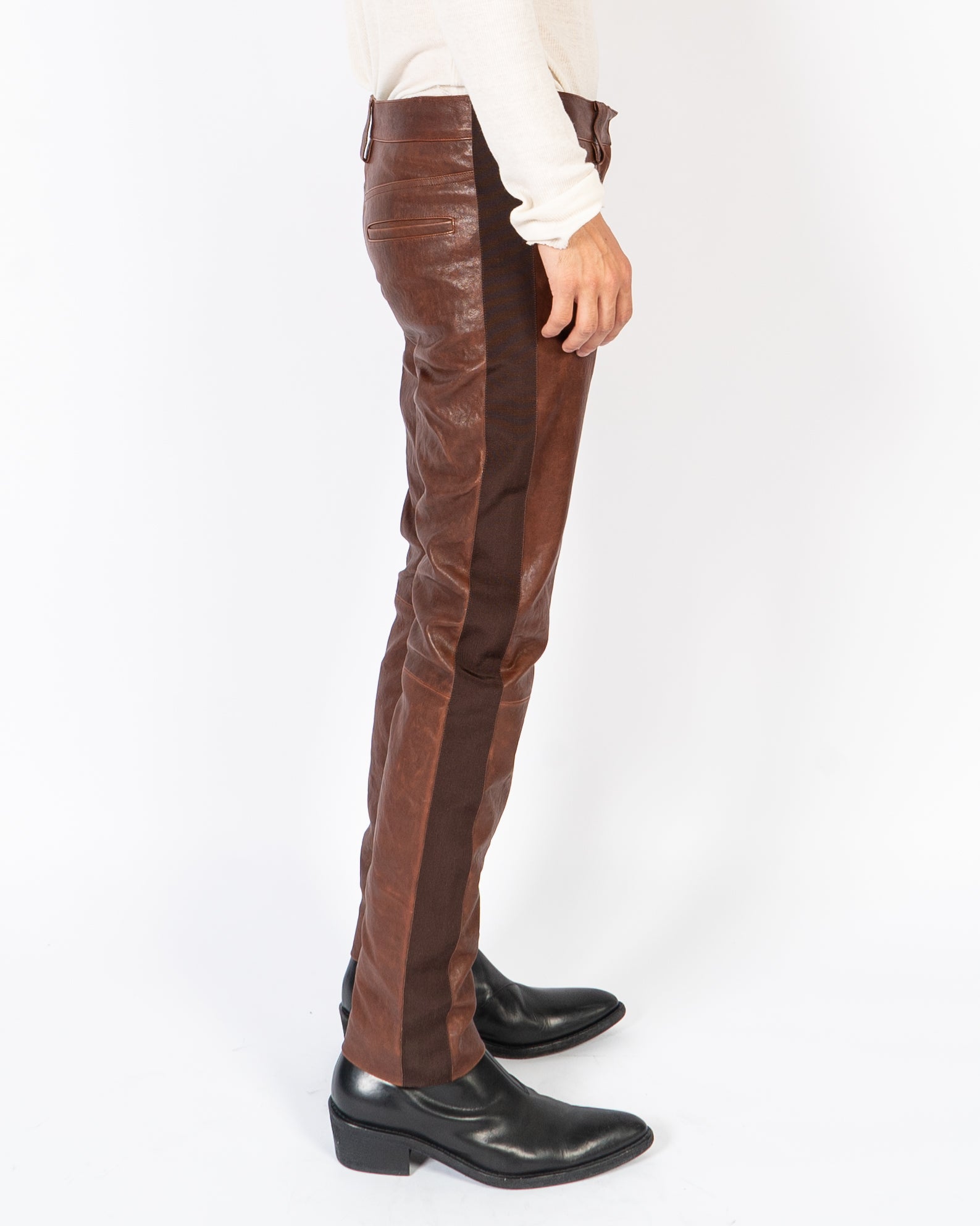 FW15 Bethnal Brown Leather Trousers Sample