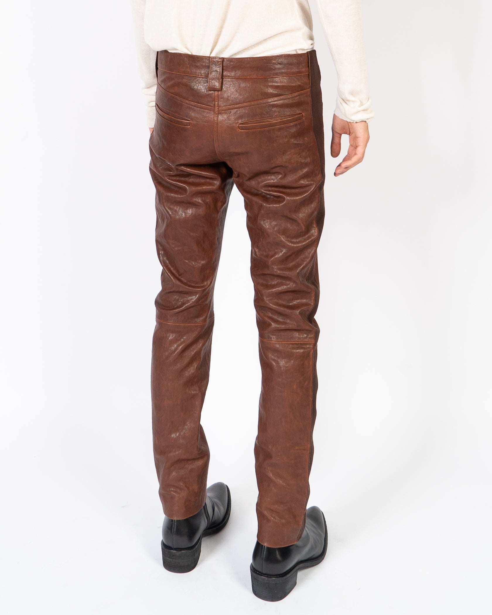 FW15 Bethnal Brown Leather Trousers Sample