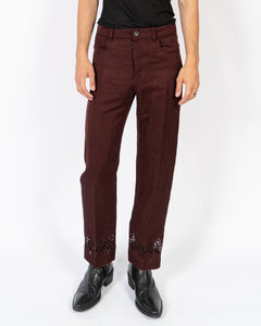SS19 Burgundy Lasercut Trousers 1 of 1 Sample