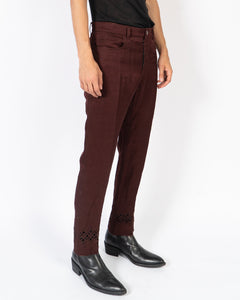 SS19 Burgundy Lasercut Trousers 1 of 1 Sample