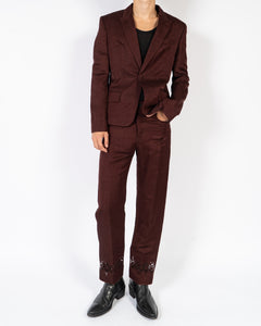 SS19 Burgundy Lasercut Trousers 1 of 1 Sample