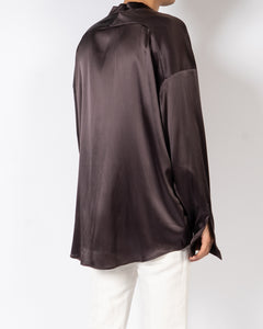 FW20 Oversized Chocolate Silk Shirt Sample