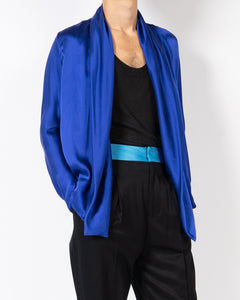 FW20 Royal Blue Drape Silk Shirt