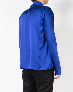 FW20 Royal Blue Drape Silk Shirt