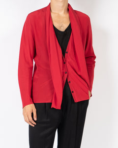 FW20 Red Silk Drape Shirt