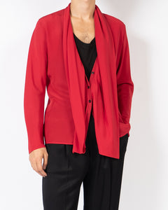 FW20 Red Silk Drape Shirt