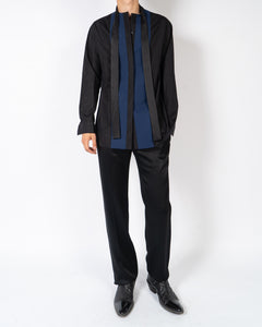 FW18 Black & Blue Scarf Collar Shirt