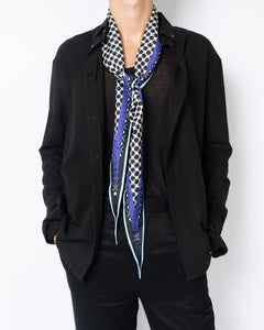 SS19 Black & Purple Long Diamond Silk Scarf