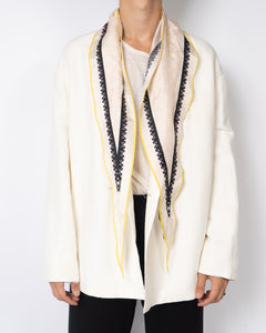 SS19 Yellow & Black Pattern Long Diamond Silk Scarf