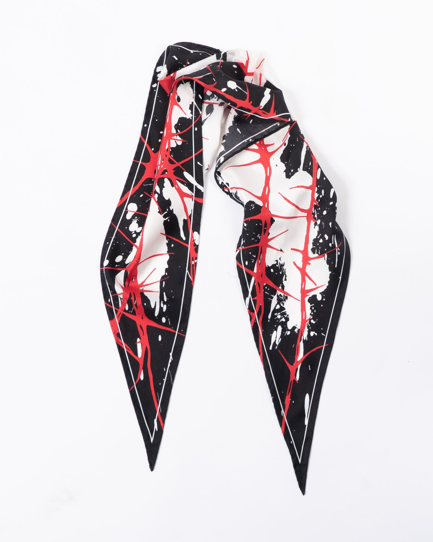 SS17 Red Thorn Printed Diamond Silk Scarf