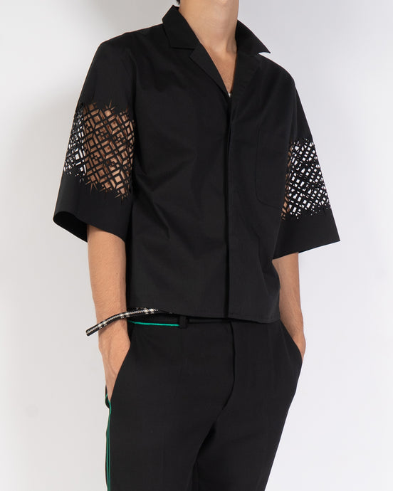SS19 Black Lasercut Short-Sleeve Shirt