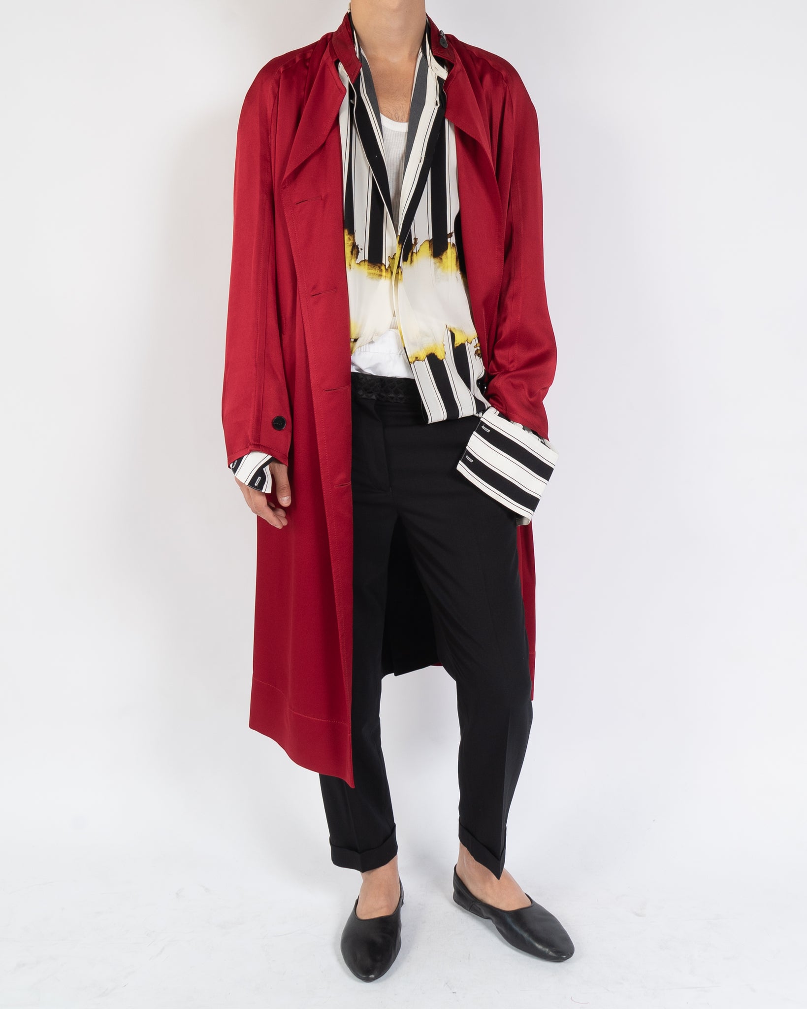 SS18 Red Satin Oversized Trench Coat – Backyardarchive