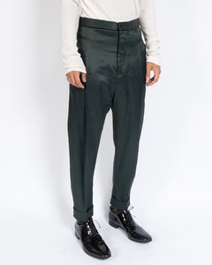 FW15 Clasp Bottle Green Satin Trousers Sample