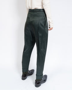 FW15 Clasp Bottle Green Satin Trousers Sample