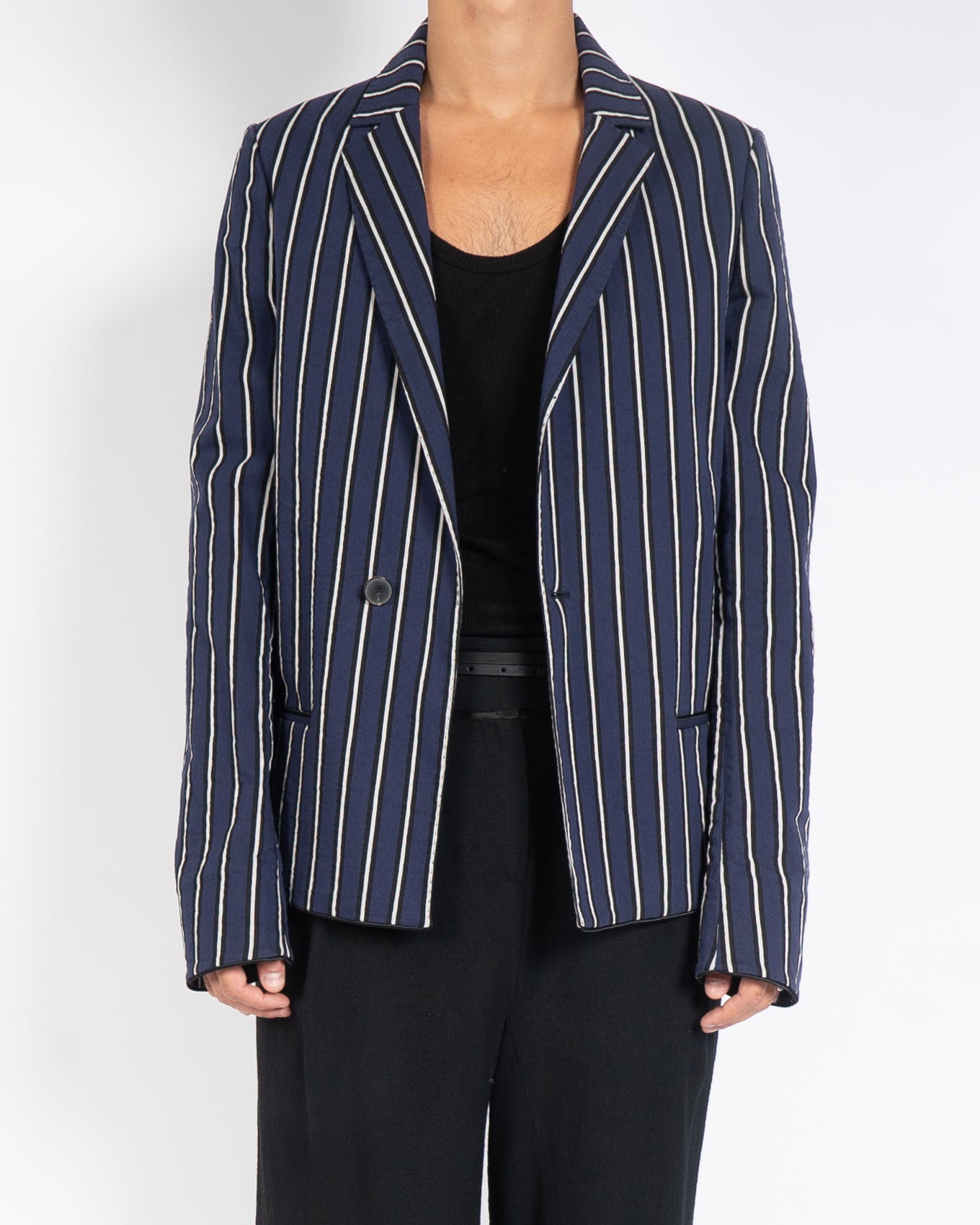 SS16 Neffet Indigo Blue Striped Blazer