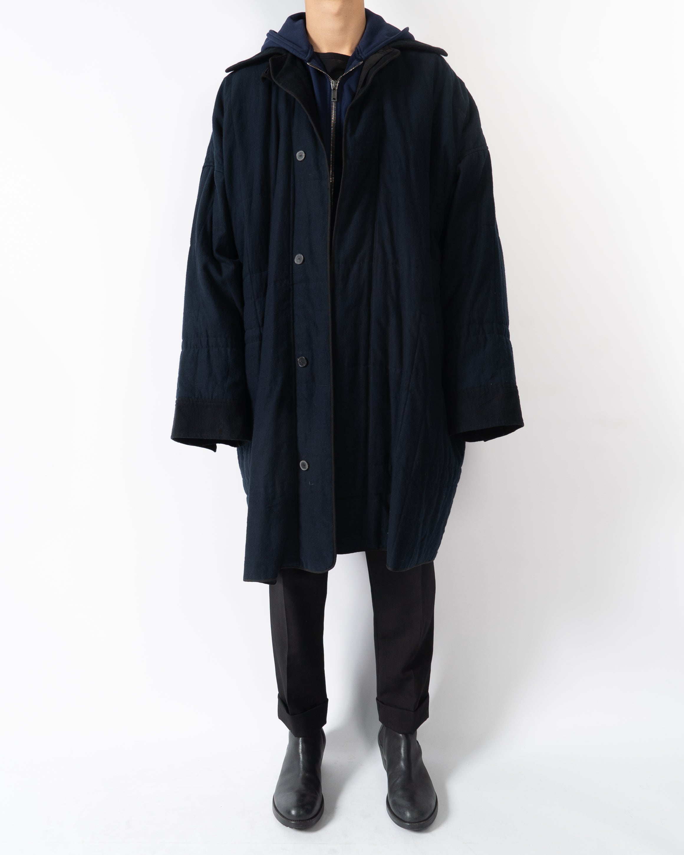 FW17 Oversized Navy Quilted Coat Sample