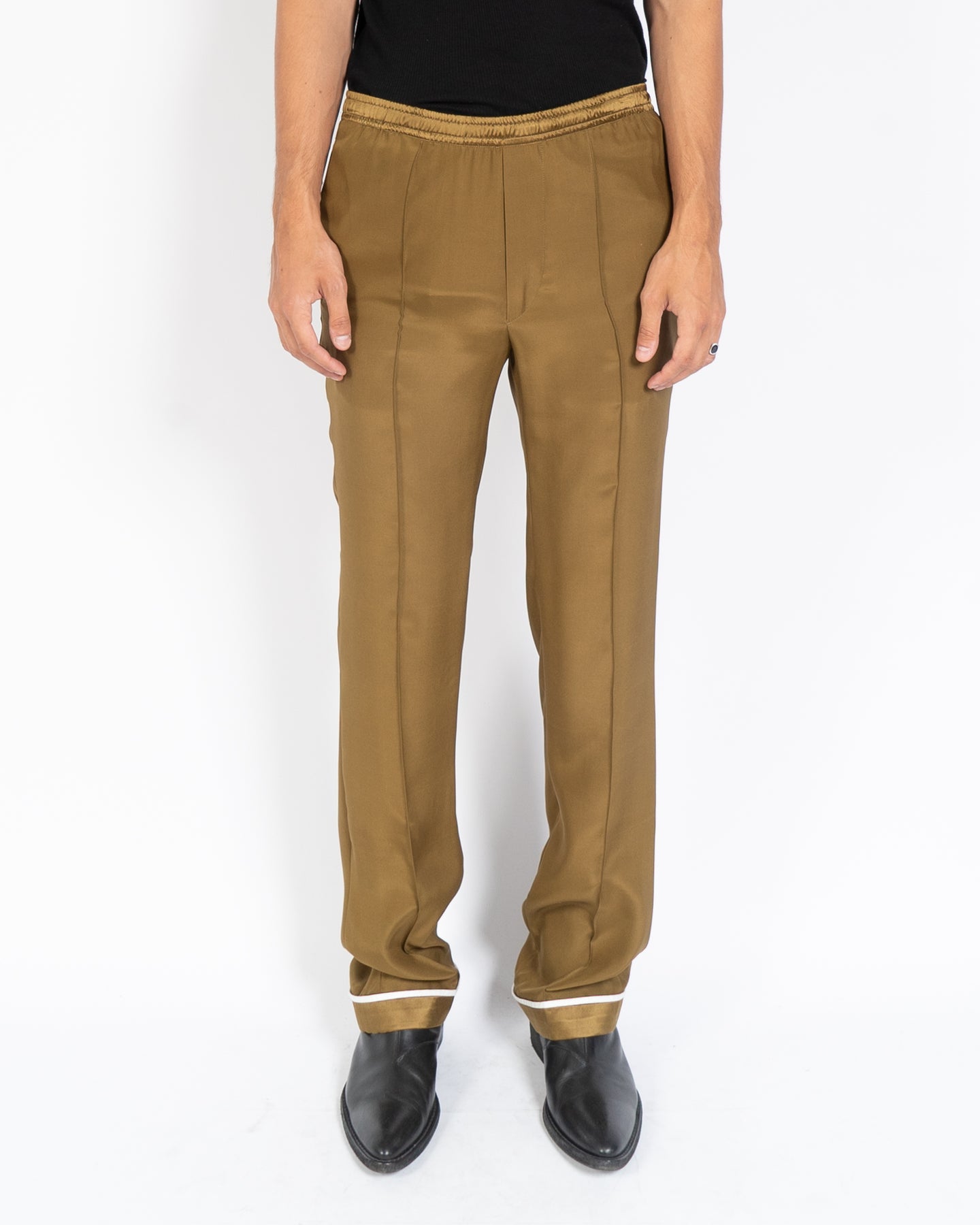 SS20 Gold-Khaki Inside Out Silk Trousers Sample