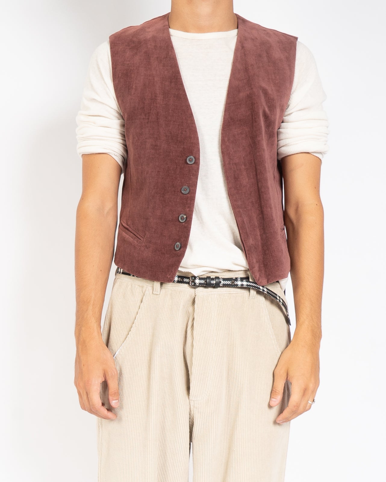 FW15 Classic Waistcoat in Rust Red Velvet – Backyardarchive