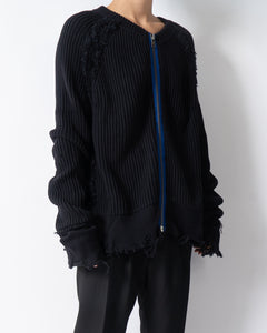 SS17 Black Distressed Knit Cardigan Sample