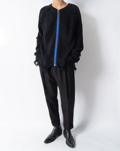 SS17 Black Distressed Knit Cardigan Sample