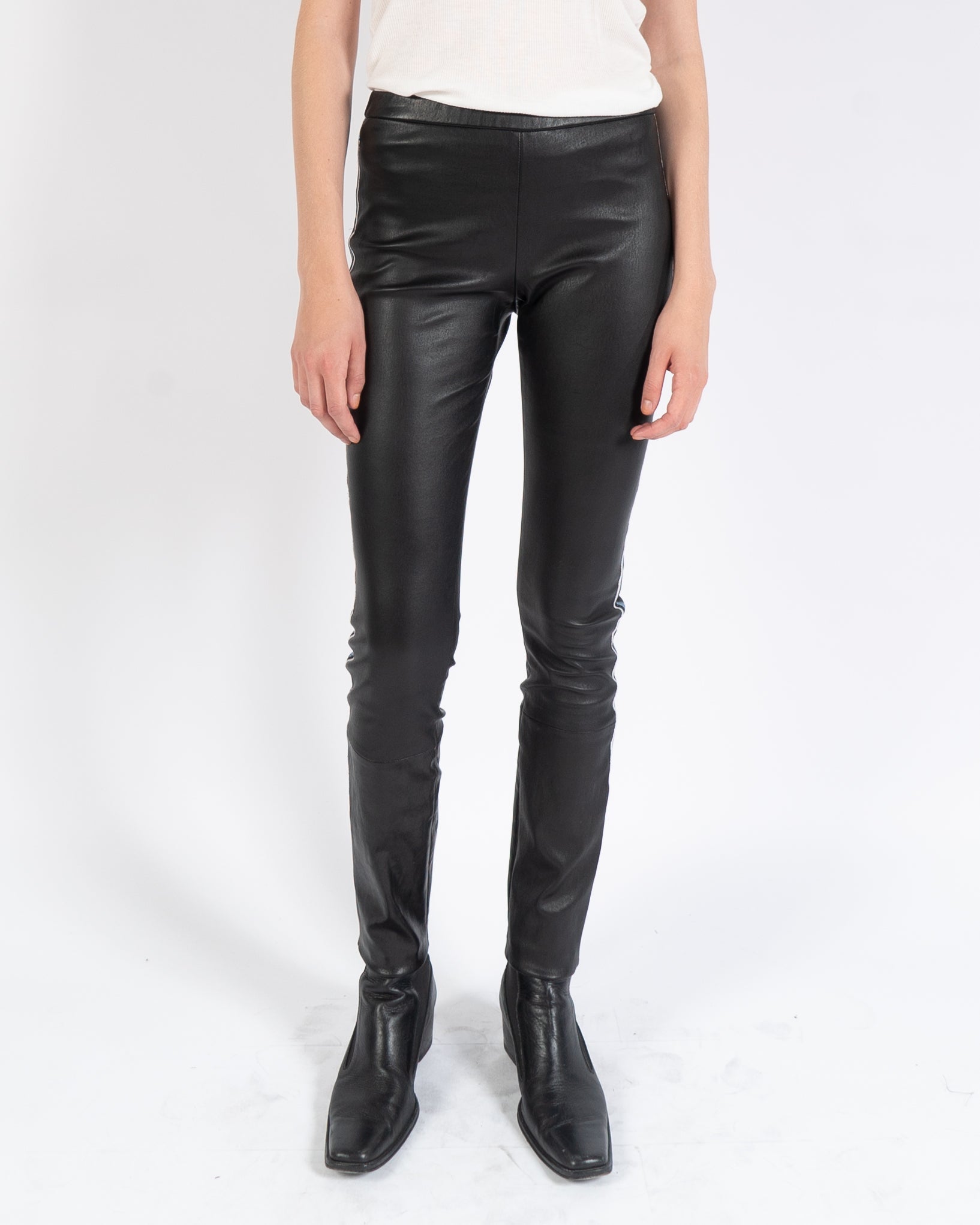 SS20 Embroidered Leather Leggings