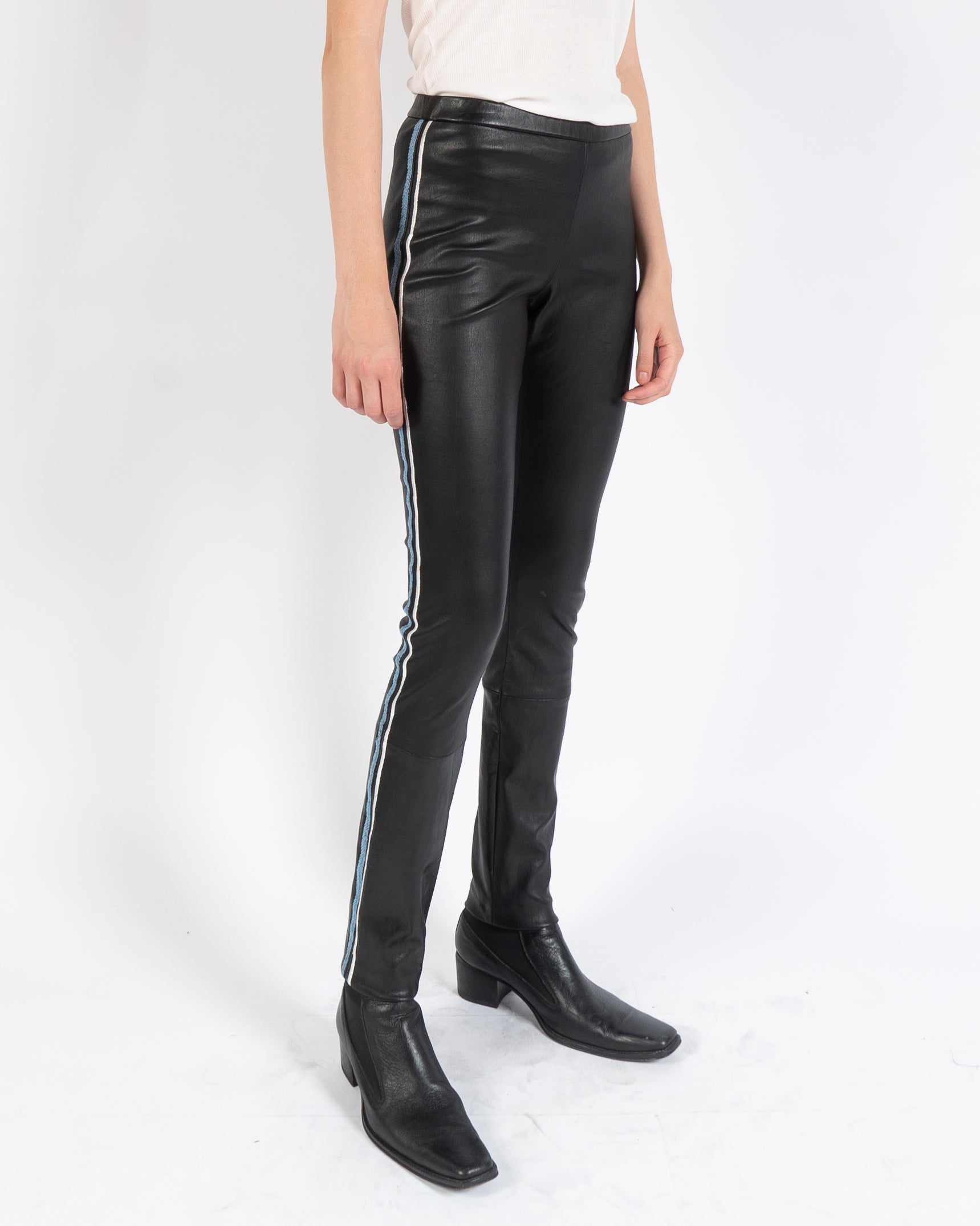 SS20 Embroidered Leather Leggings