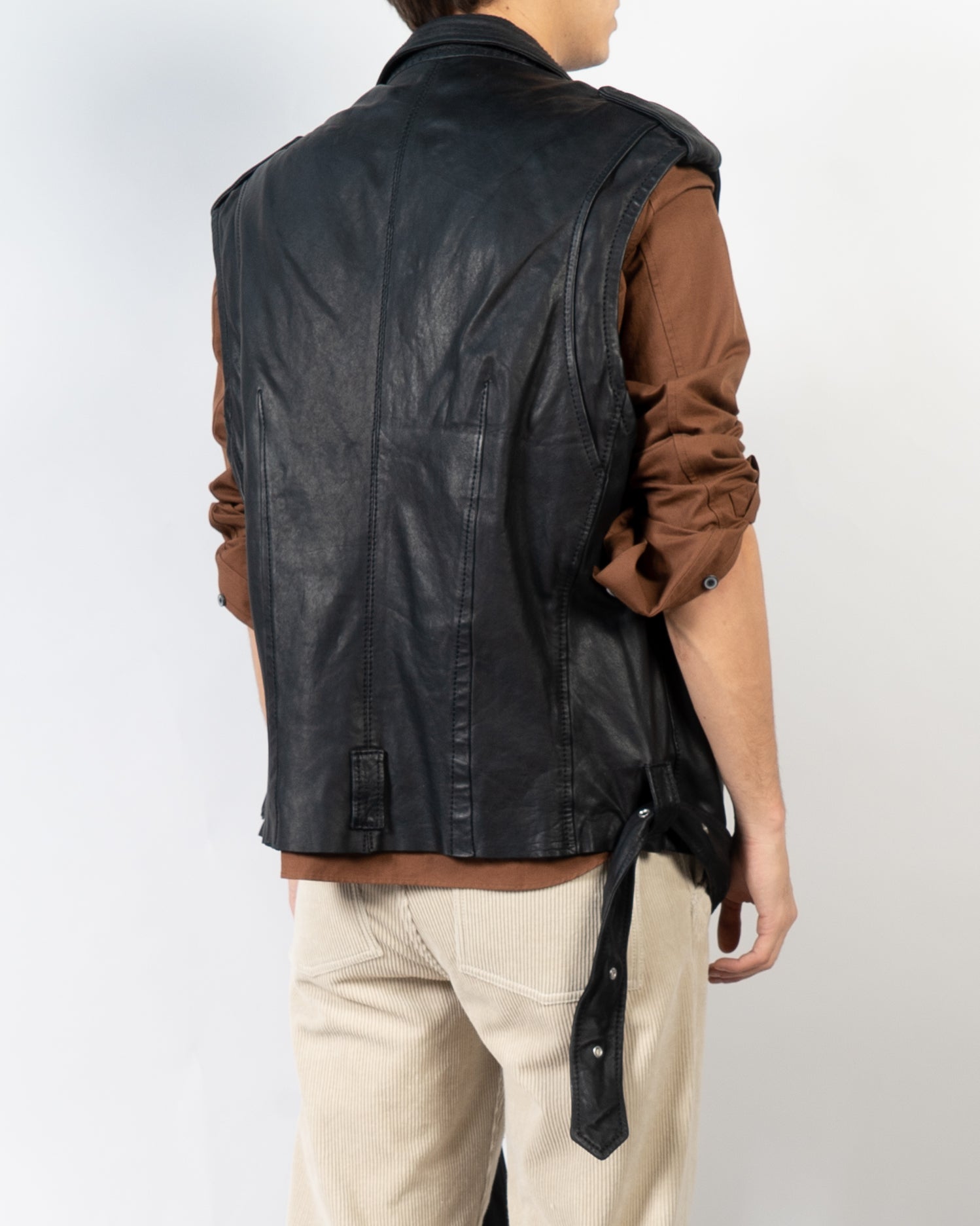 SS11 Leather Zip Biker Waistcoat Sample