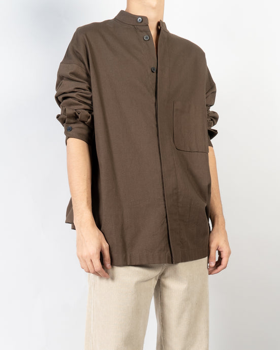FW19 Oversized Brown Mandarin Shirt Sample