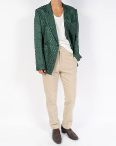 SS19 Green Checked Jacquard Double Breasted Blazer