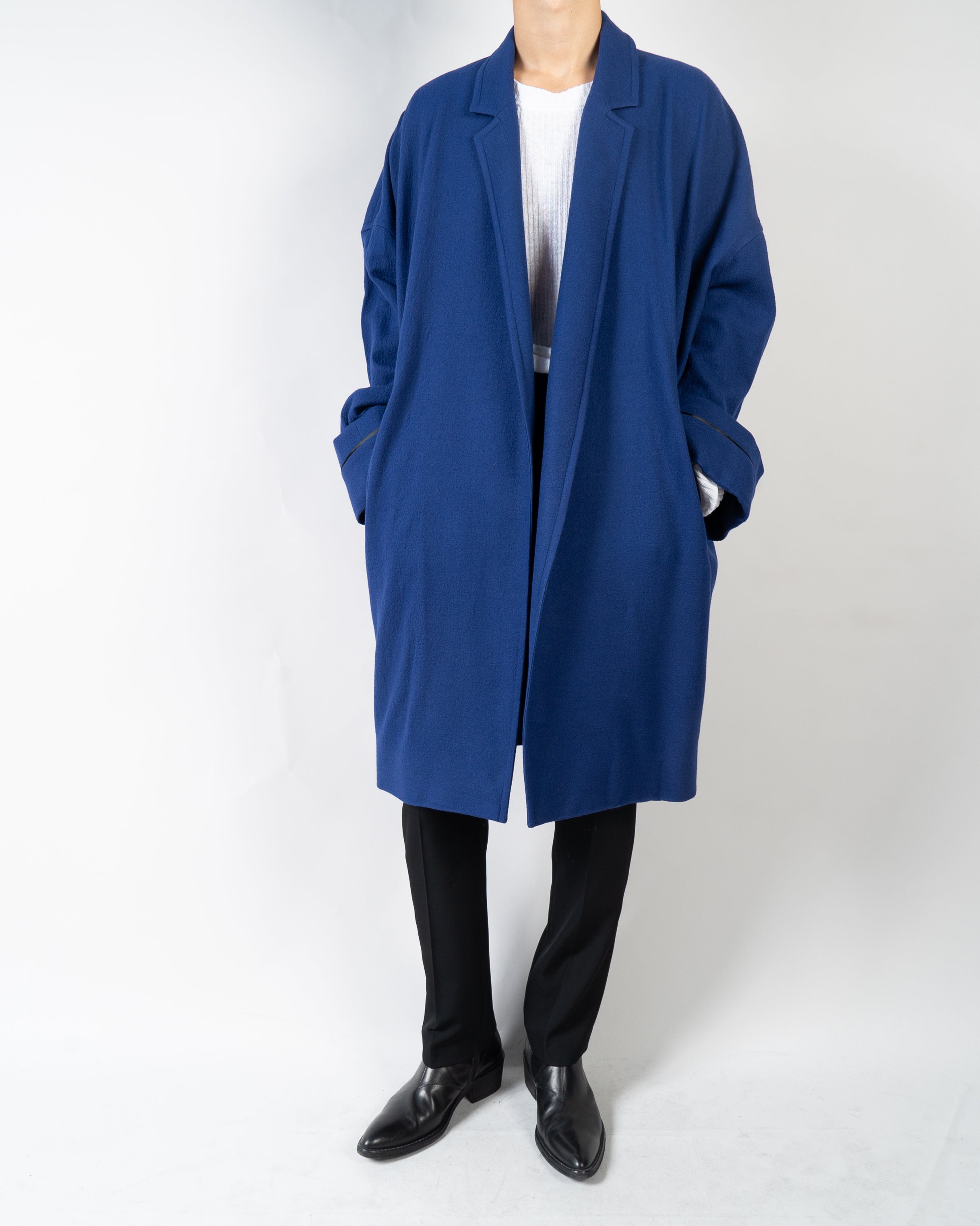 FW19 Oversized Sargent Blue Wool Coat