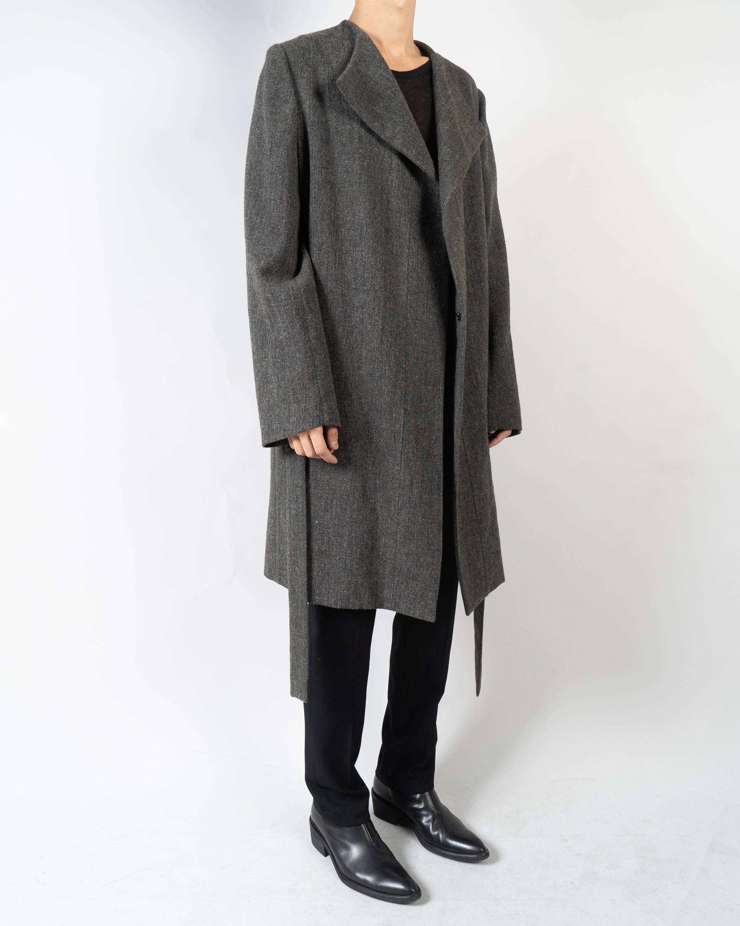 FW06 Anthracite Belted Wool Coat Sample