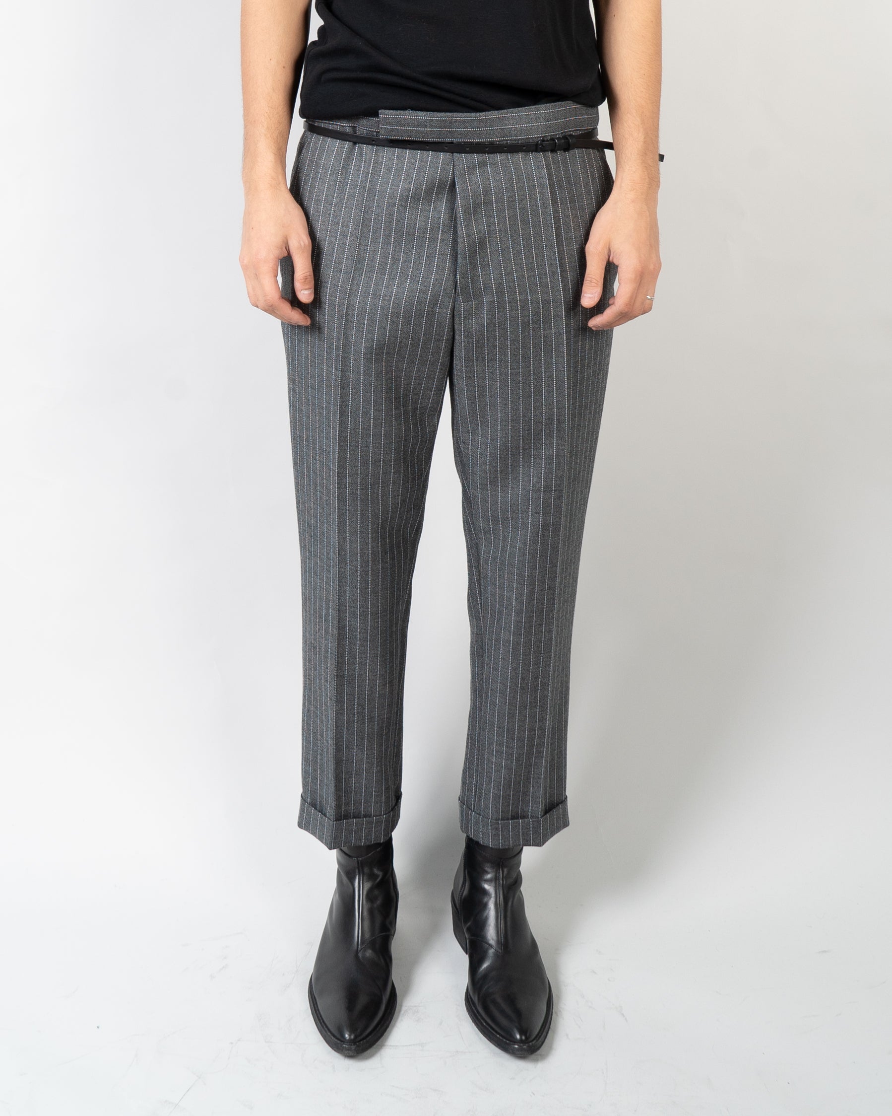 FW20 Ramot Grey Pinstriped Wool Trousers