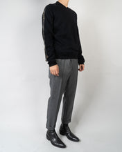 Load image into Gallery viewer, FW20 Black Shawl Collar Embroidered Side Striped Sweater