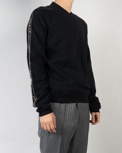 FW20 Black Shawl Collar Embroidered Side Striped Sweater