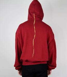 Red Embroidered Runway Zip-Hoodie