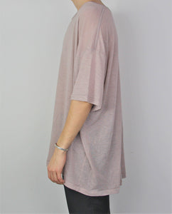 Pale Pink Oversized Cashmere T-Shirt
