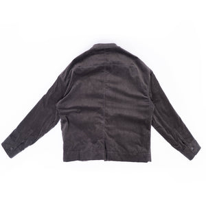 FW17 Quilted Mandarin Collar Grey Velvet Shirt Jacket