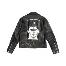 Load image into Gallery viewer, Police Man Printed Calf Leather Biker Jacket