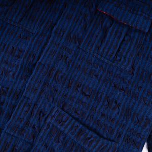 FW17 Mandarin Collar Wool Shirt Blue/Black