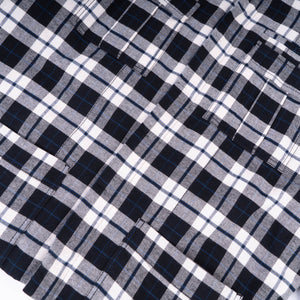 FW17 Quilted Mandarin Collar Checked Wool Shirt Jacket Black/White