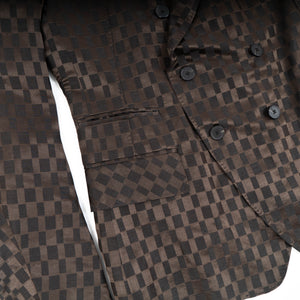 SS21 Brown Double Breasted Caraganus Jacquard Blazer
