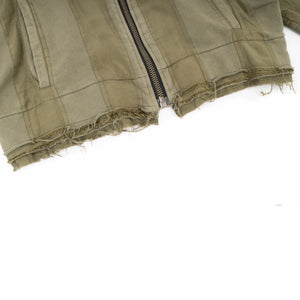 SS17 Green Distressed Cropped Zip Hoodie